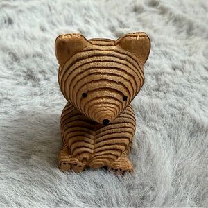Japanese Wood Carved Bear Figurine Kuma Bokko Ainu Hokkaido Folk Art Cute Mini
